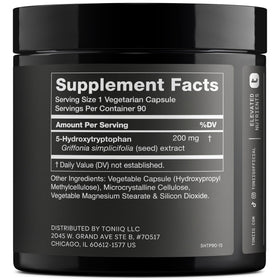 Emballage des capsules Toniiq 5-HTP avec informations sur la pureté
