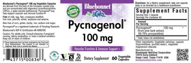 Emballage des capsules végétales Pycnogenol BlueBonnet, informations nutritionnelles
