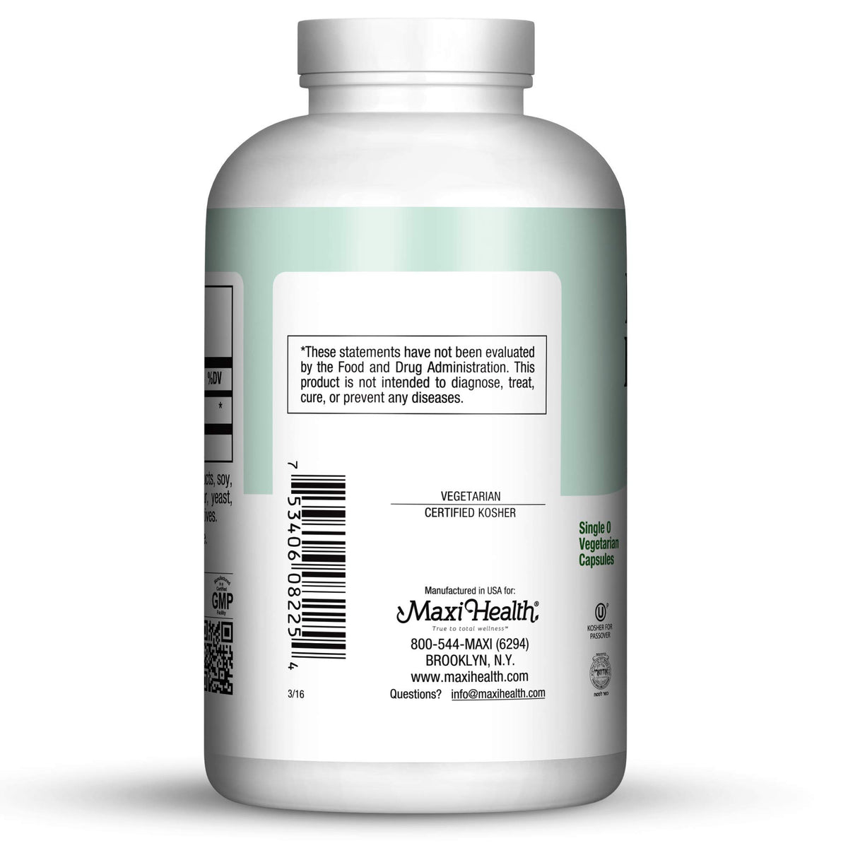 Emballage des capsules vides végétariennes Maxi Health, face avant