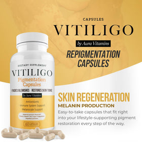 Emballage des capsules Vitiligo AURA VITAMINS avec étiquettes