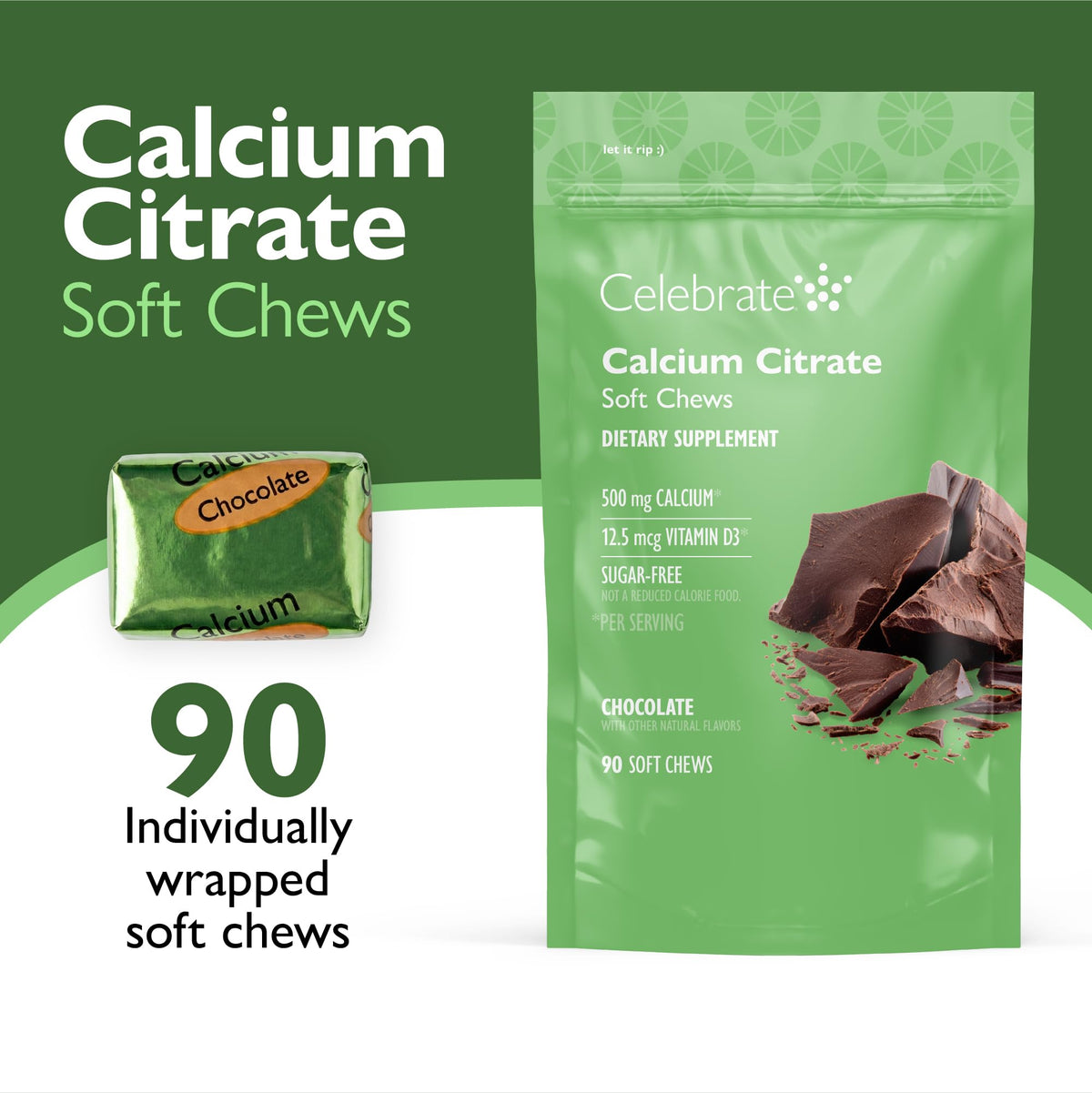 Emballage des chews de calcium Celebrate avec vitamine D3