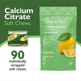 Emballage des chews de calcium citrate 500mg au citron de Celebrate