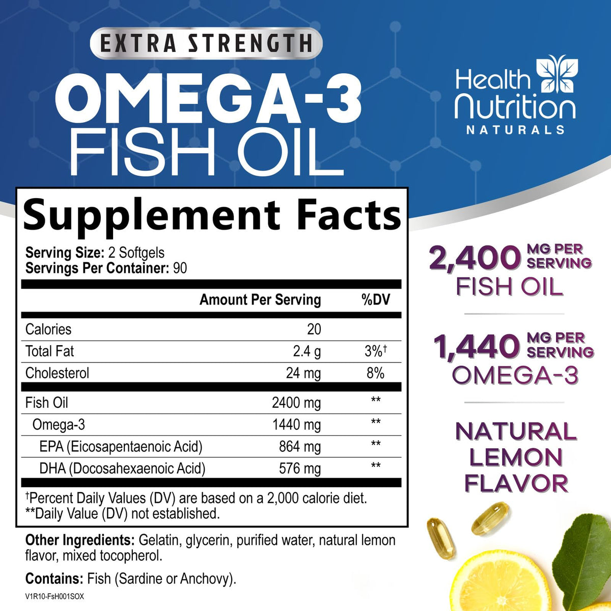 Emballage des compléments alimentaires Omega 3 Health Nutrition Naturals
