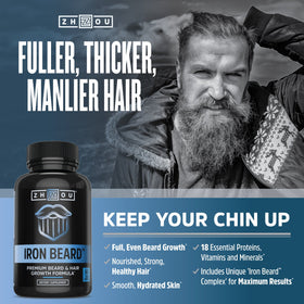 Emballage des compléments ZHOU pour barbe, avec description des ingrédients