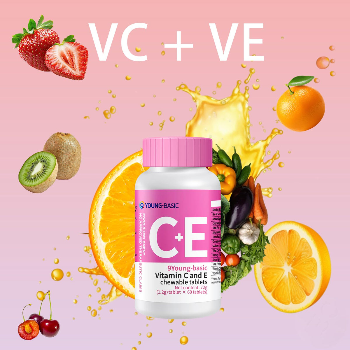 Emballage des comprimés 9 YOUNG-BASIC Vitamine C + E