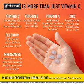Emballage des comprimés à mâcher Airborne 1000mg Vitamine C