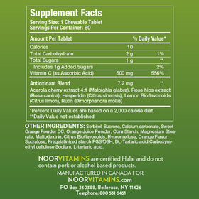 Emballage des comprimés à mâcher Vitamine C Halal Noor Vitamins