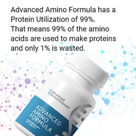 Emballage des comprimés d'acides aminés Advanced Bionutritionals avec informations nutritionnelles