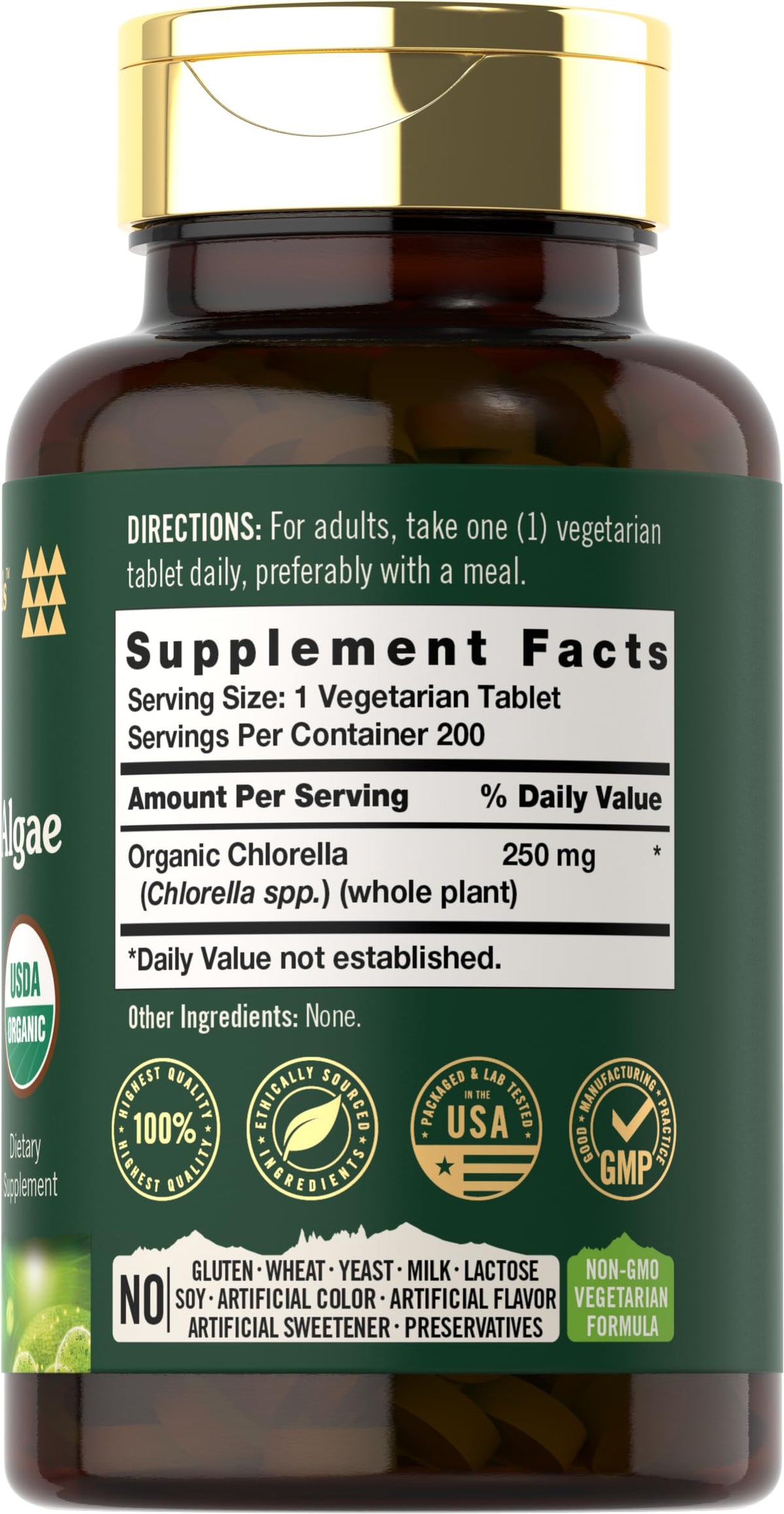 Emballage des comprimés de Chlorella Carlyle 250 mg