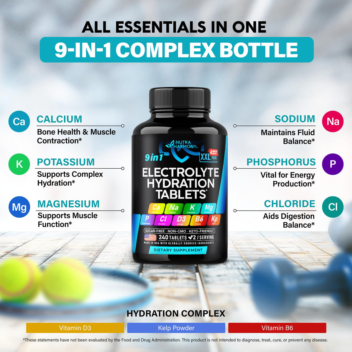 Emballage des comprimés électrolytiques NUTRAHARMONY