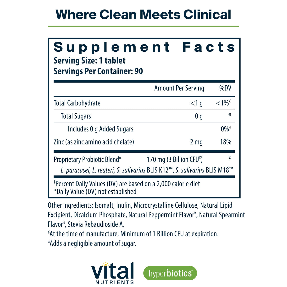 Emballage des comprimés Hyperbiotics Probiotique Dentaire