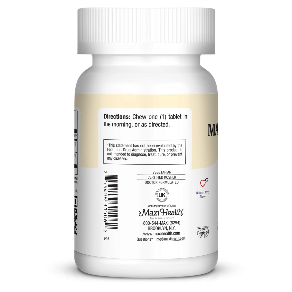 Emballage des comprimés Maxi Health Vitamin B12 5000 mcg