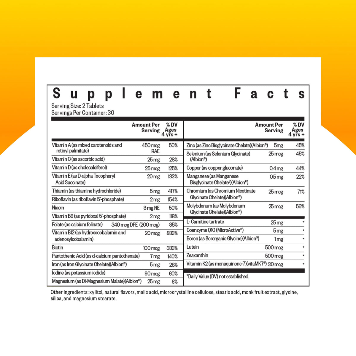 Emballage des comprimés multivitamines Seeking Health pour enfants