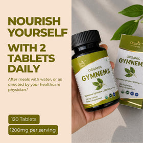 Emballage des comprimés ORGANIC SPREE Gymnema sur fond blanc