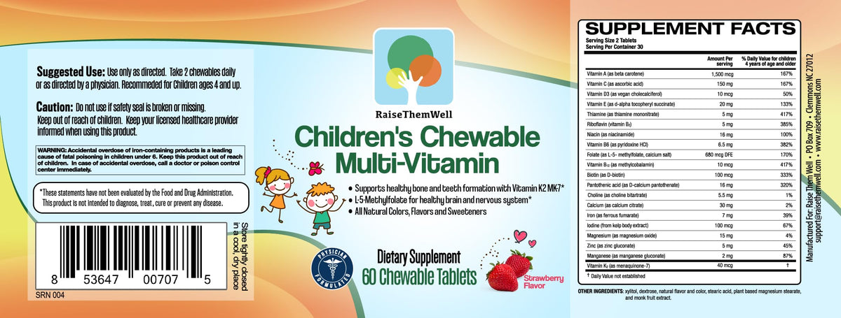 Emballage des comprimés Raise Them Well Multivitamine Enfants