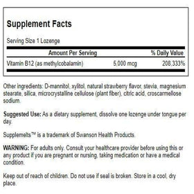 Emballage des comprimés sublinguaux B12 de Swanson