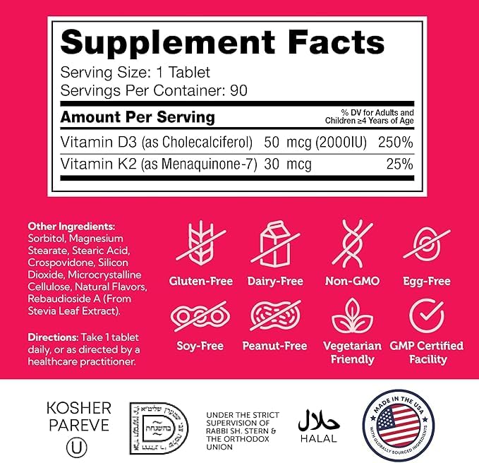 Emballage des comprimés Zahler Junior Vitamine D3 + K2