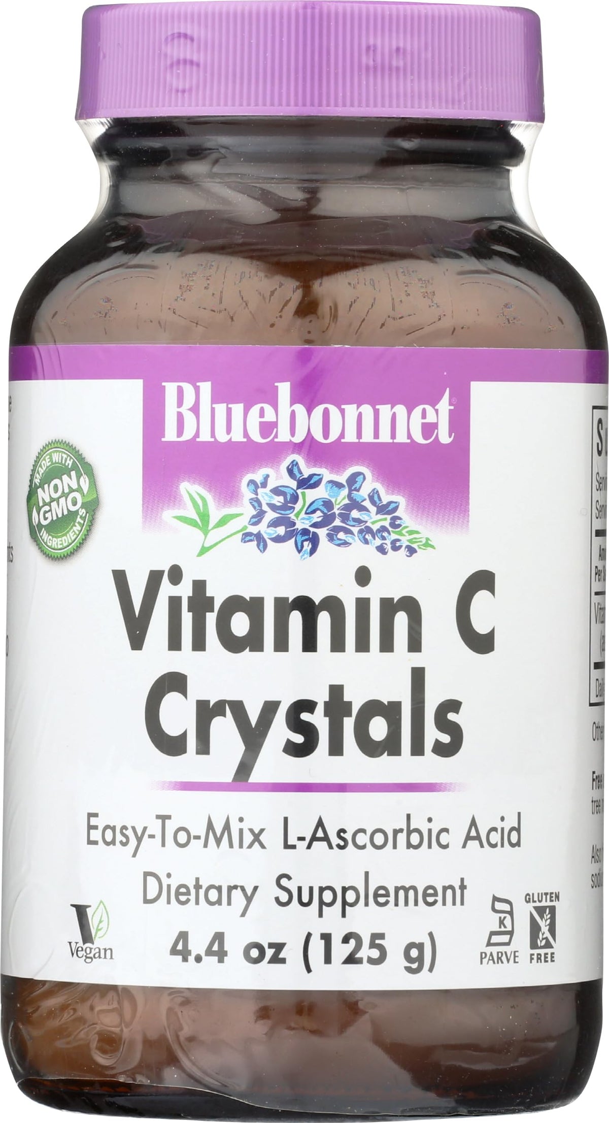 Emballage des Crystals de Vitamine C BlueBonnet 125 g