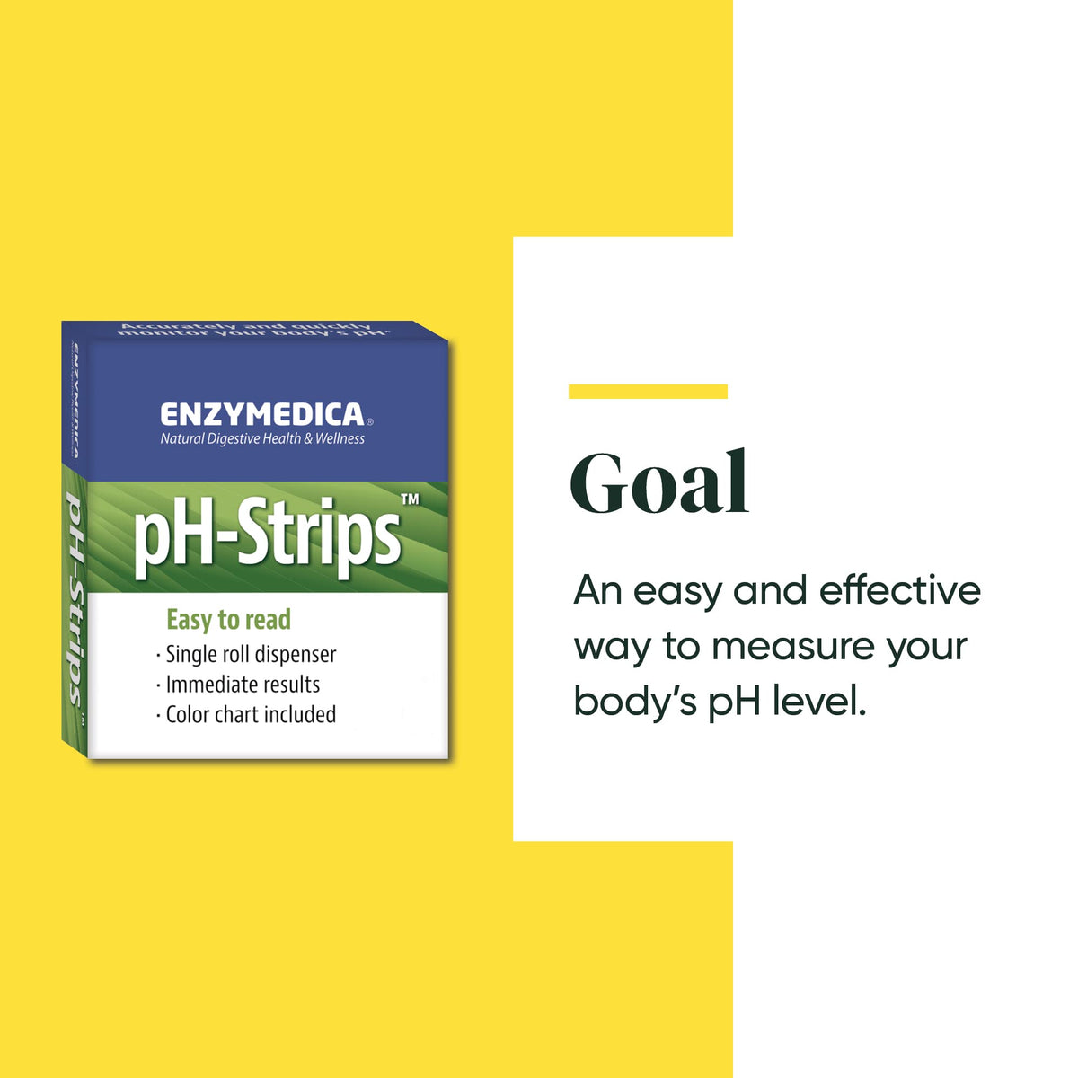 Emballage des Enzymedica pH-Strips montrant les informations produit