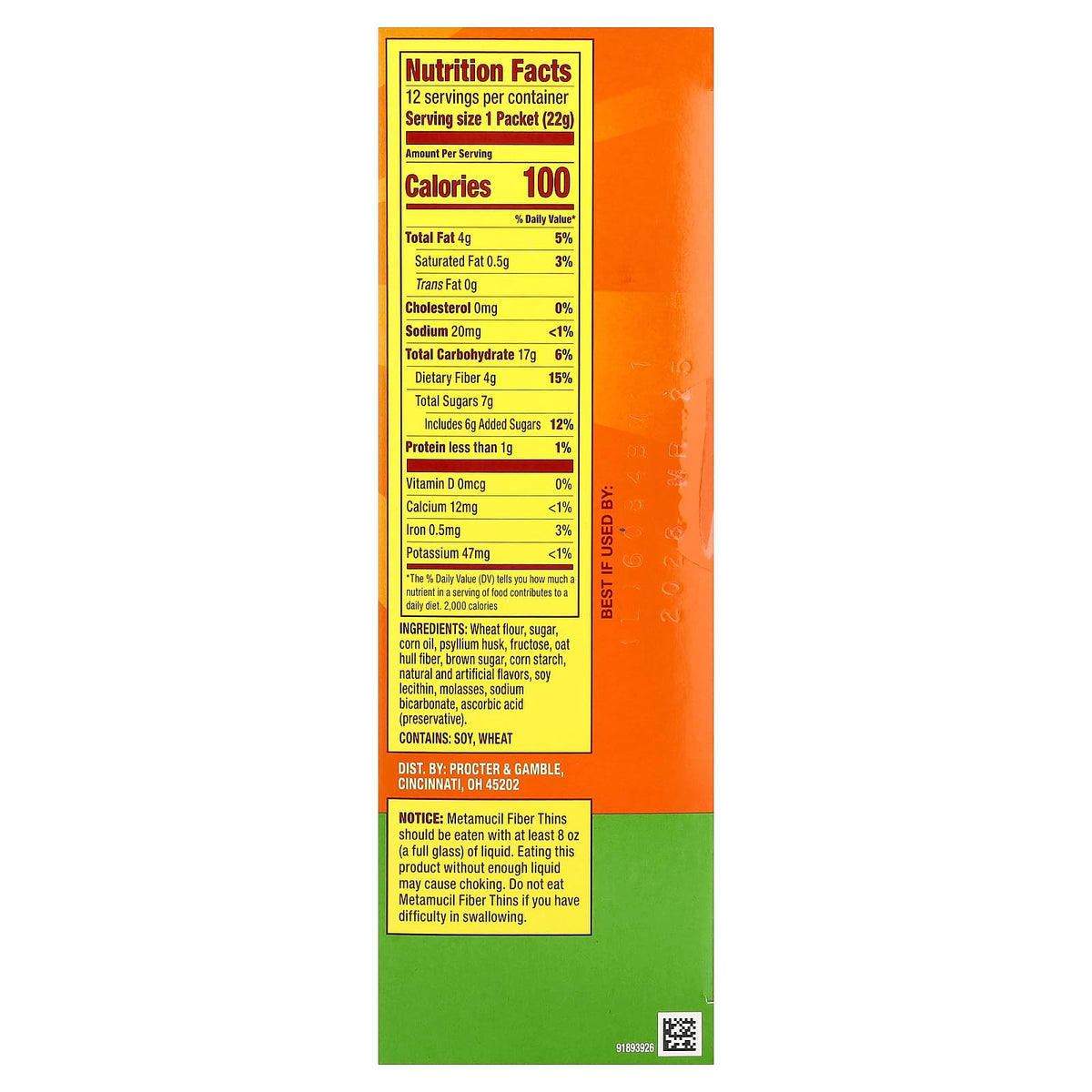 Emballage des Gaufrettes de Fibre Metamucil Pomme Croustillante