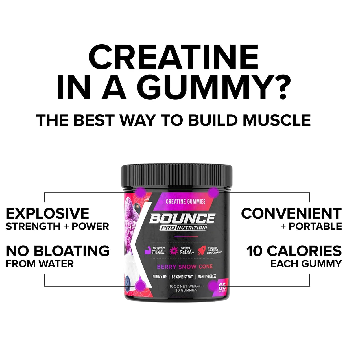 Emballage des gélifiés de créatine monohydrate Bounce Pro