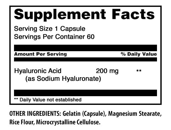 Emballage des gélules d'acide hyaluronique Amazing Nutrition 60 gélules