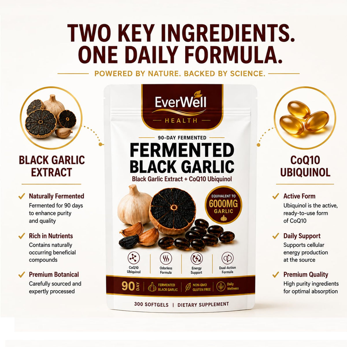 Emballage des gélules d'ail noir fermenté EverWell Health