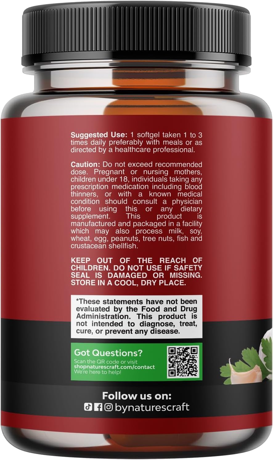 Emballage des gélules d'ail odorless Natures Craft