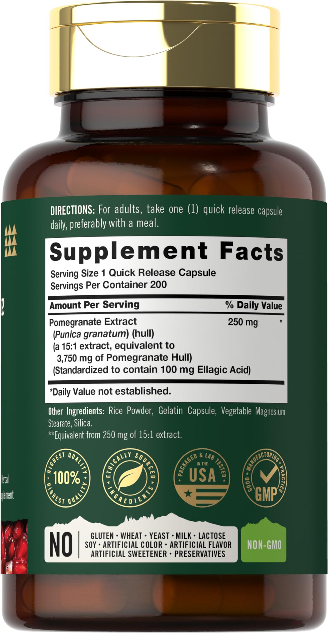 Emballage des gélules d'extrait de grenade Tahoe Nutritionals