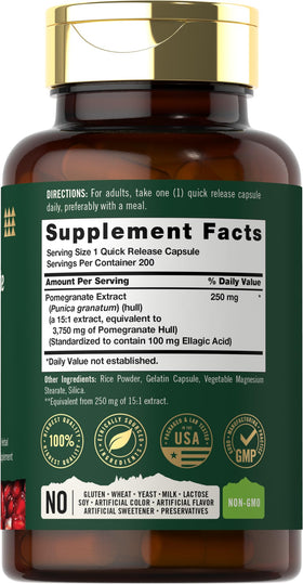 Emballage des gélules d'extrait de grenade Tahoe Nutritionals