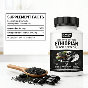 Emballage des gélules d'huile de graines noires éthiopiennes PURELYNUTRIENT