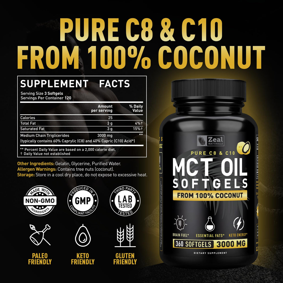 Emballage des gélules d'huile MCT Zeal Naturals
