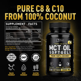 Emballage des gélules d'huile MCT Zeal Naturals