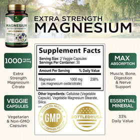 Emballage des gélules de citrate de magnésium Nature's Nutrition