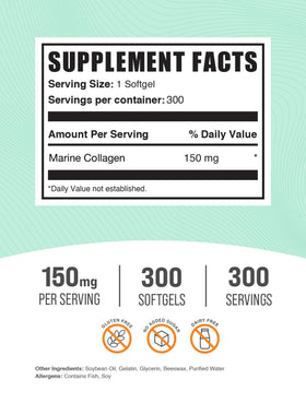 Emballage des gélules de collagène marin BulkSupplements, informations nutritionnelles