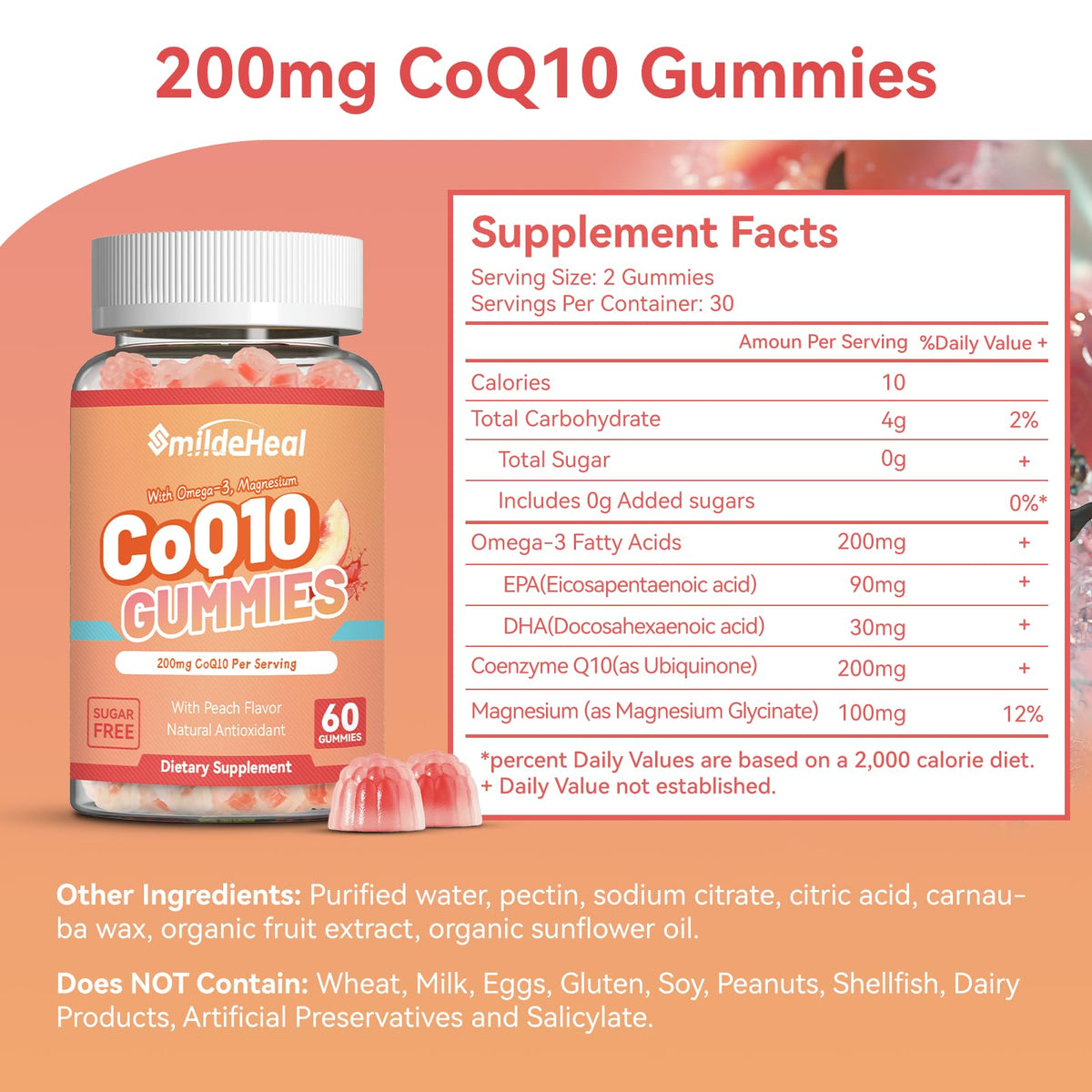Emballage des gélules de CoQ10 SmildeHeal, contenant 120 gélules