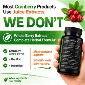 Emballage des gélules de cranberry avec les ingrédients listés