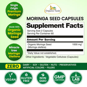 Emballage des gélules de graines de Moringa Organic Veda