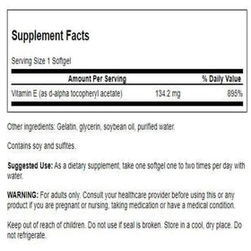 Emballage des gélules de vitamine E Swanson 200 IU
