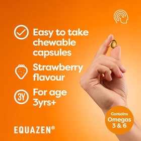 Emballage des gélules Equazen Chews 180 capsules