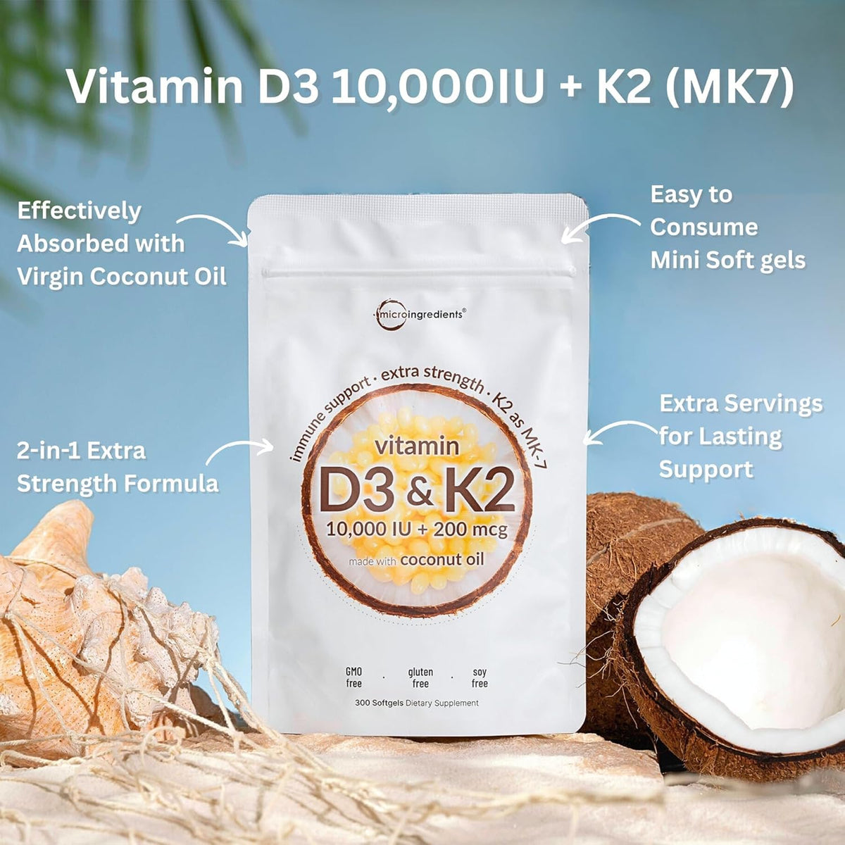Emballage des gélules Micro Ingredients avec huile de noix de coco