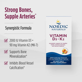 Emballage des gélules molles Nordic Naturals Vitamine D3 + K2