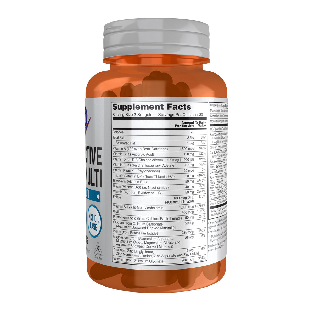 Emballage des gélules NOW Foods Multivitamines Extrêmes