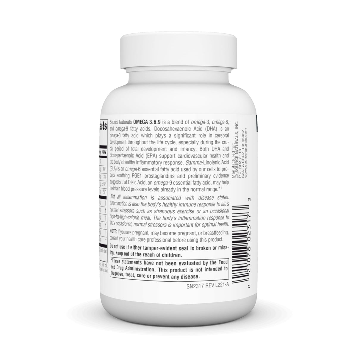 Emballage des gélules Omega 3-6-9 Source Naturals