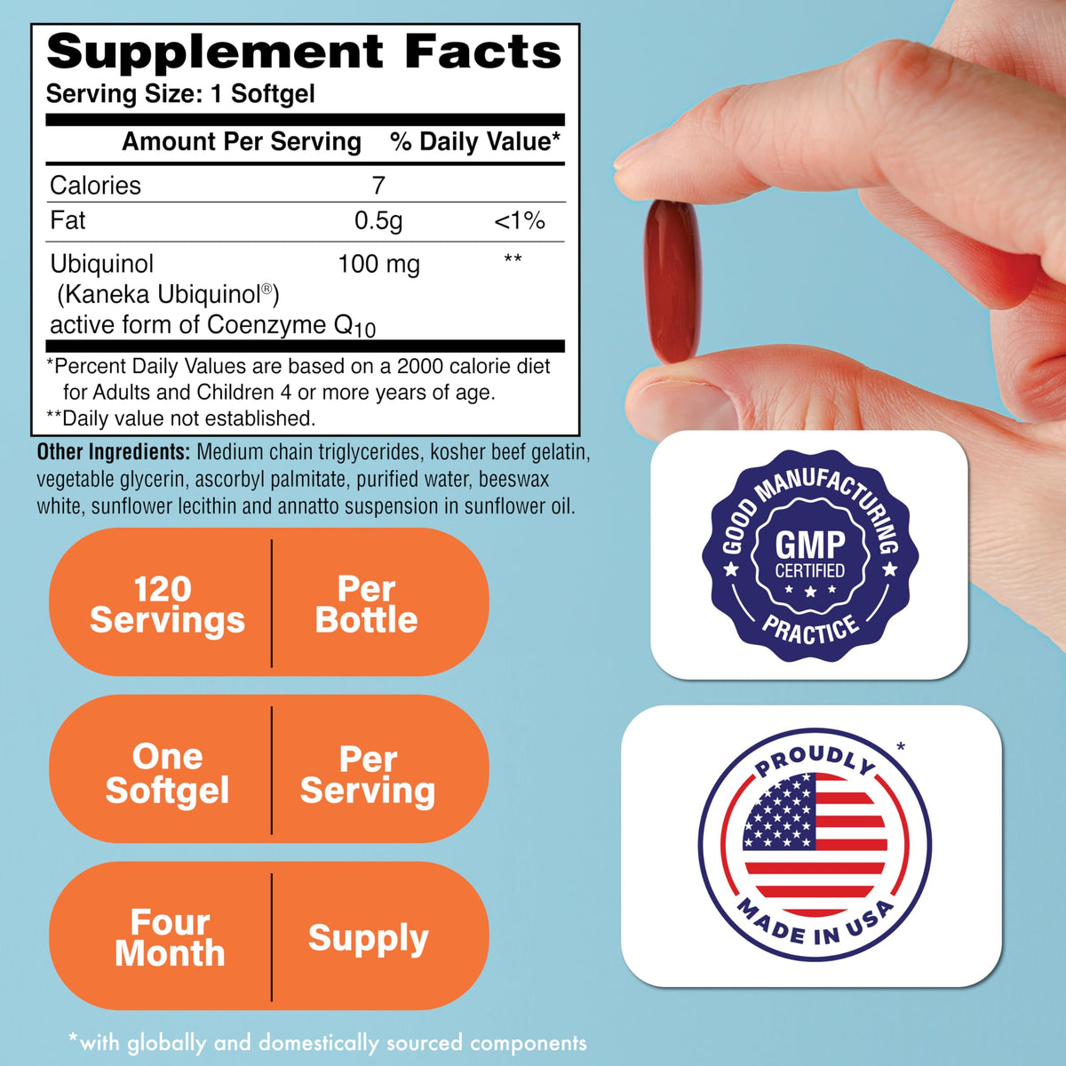 Emballage des gélules Ubiquinol 100mg de Health Thru Nutrition