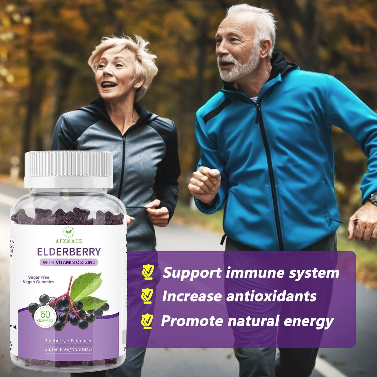 Emballage des gommes AFXMATE avec informations nutritionnelles
