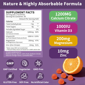 Emballage des gommes Hudetex Calcium Citrate 1200 mg