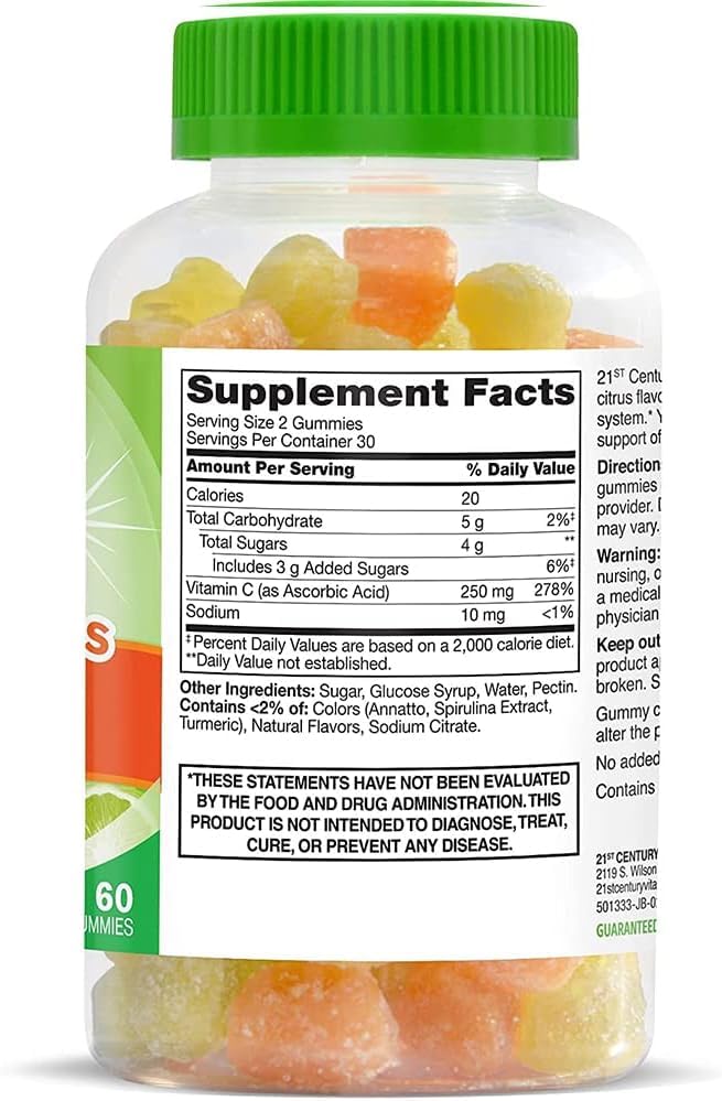 Emballage des gommes Vitajoy Daily C 250mg, côté