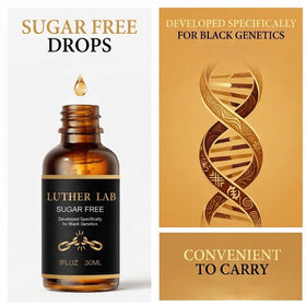 Emballage des Gouttes Sans Sucre de Luther Labs sur fond blanc