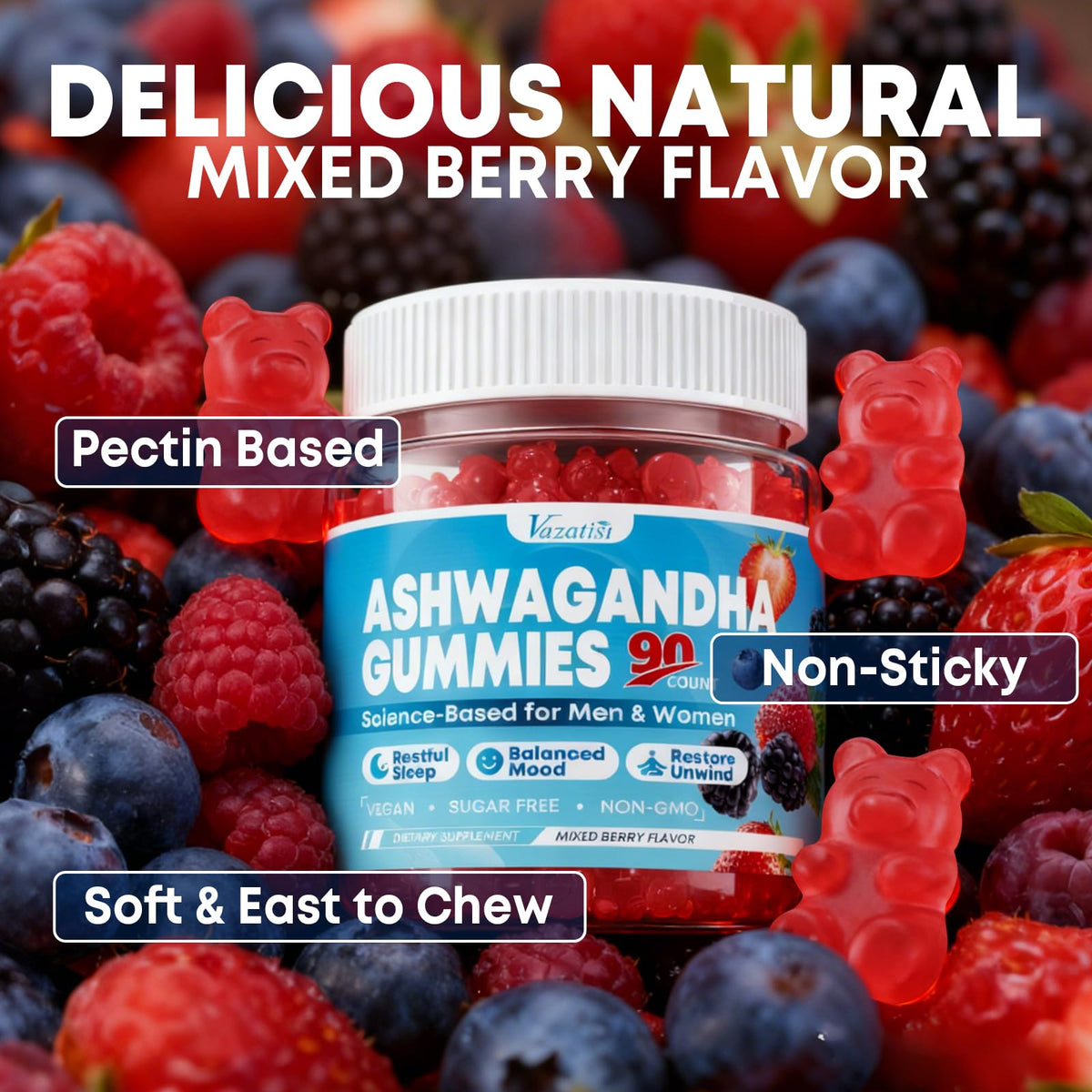 Emballage des gummies Ashwagandha Vazatisi vue arrière
